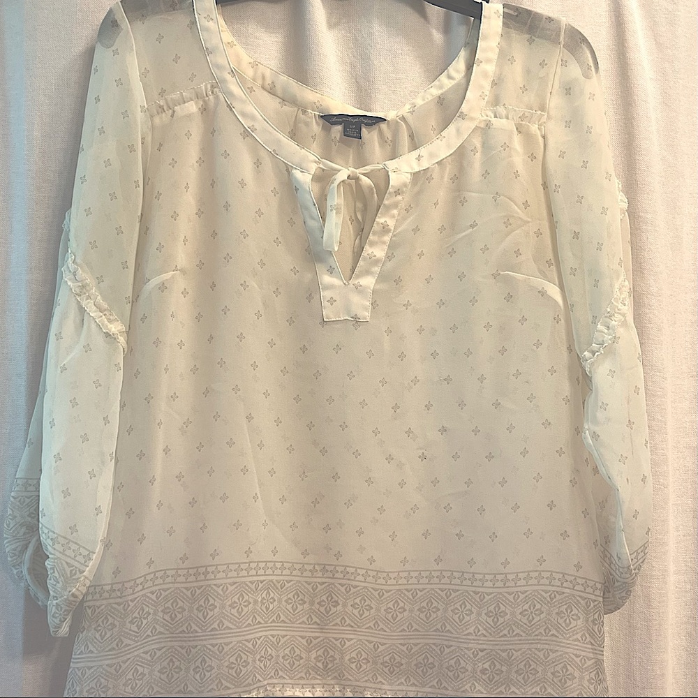 AEO quarter sleeve sheer blouse